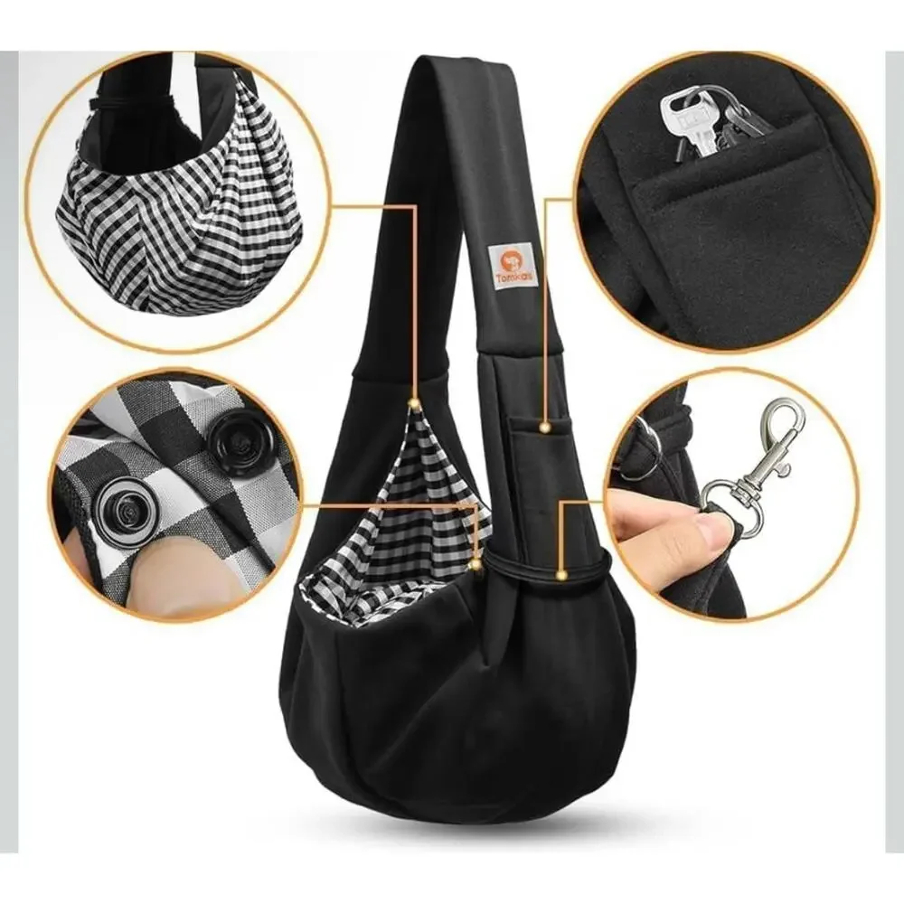 Tomkas Small Dog Sling Carrier with Zipper Pocket & Adjustable Strap Size Medium